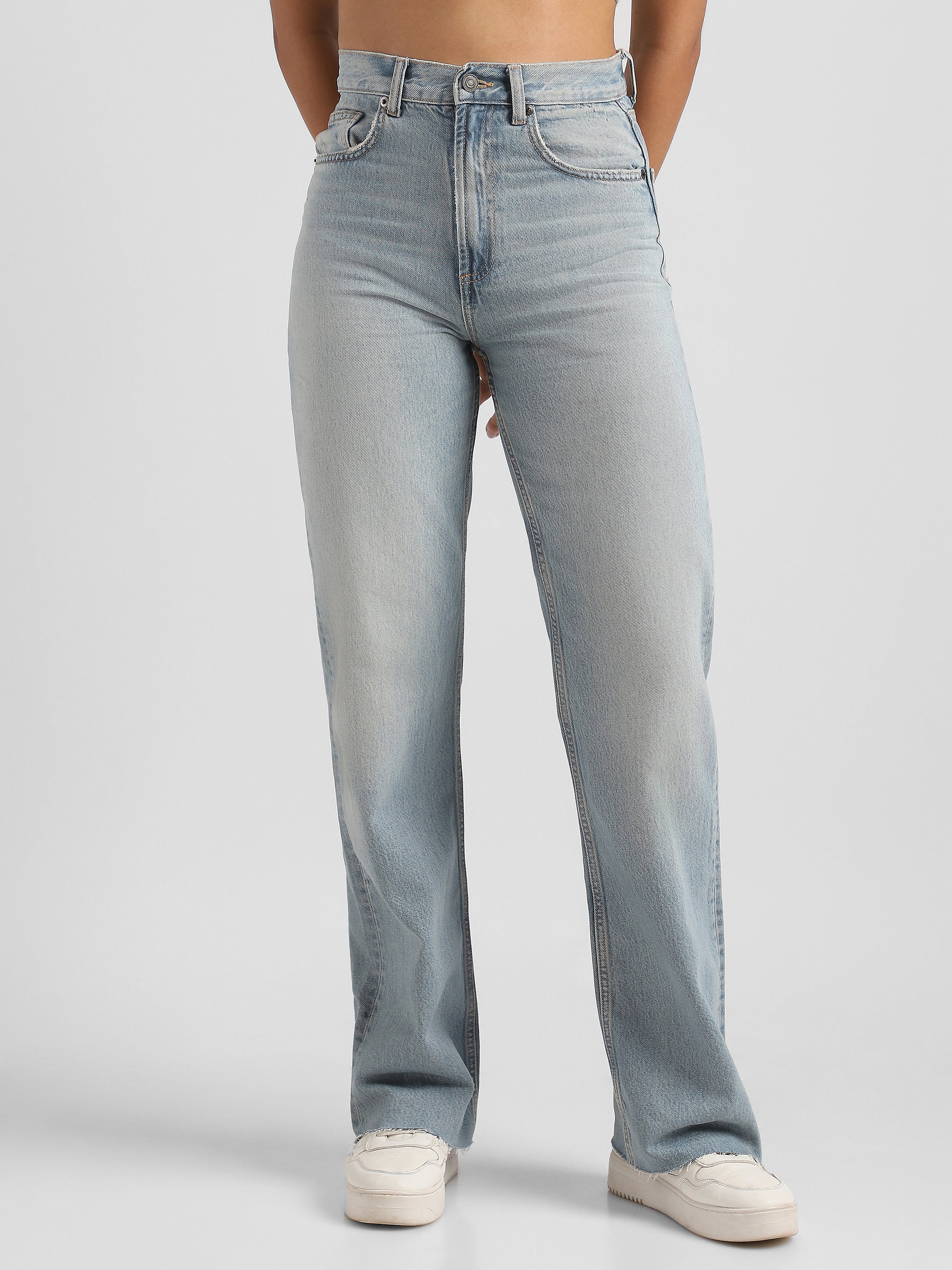 Women Blue High Waist Straight Fit Jeans