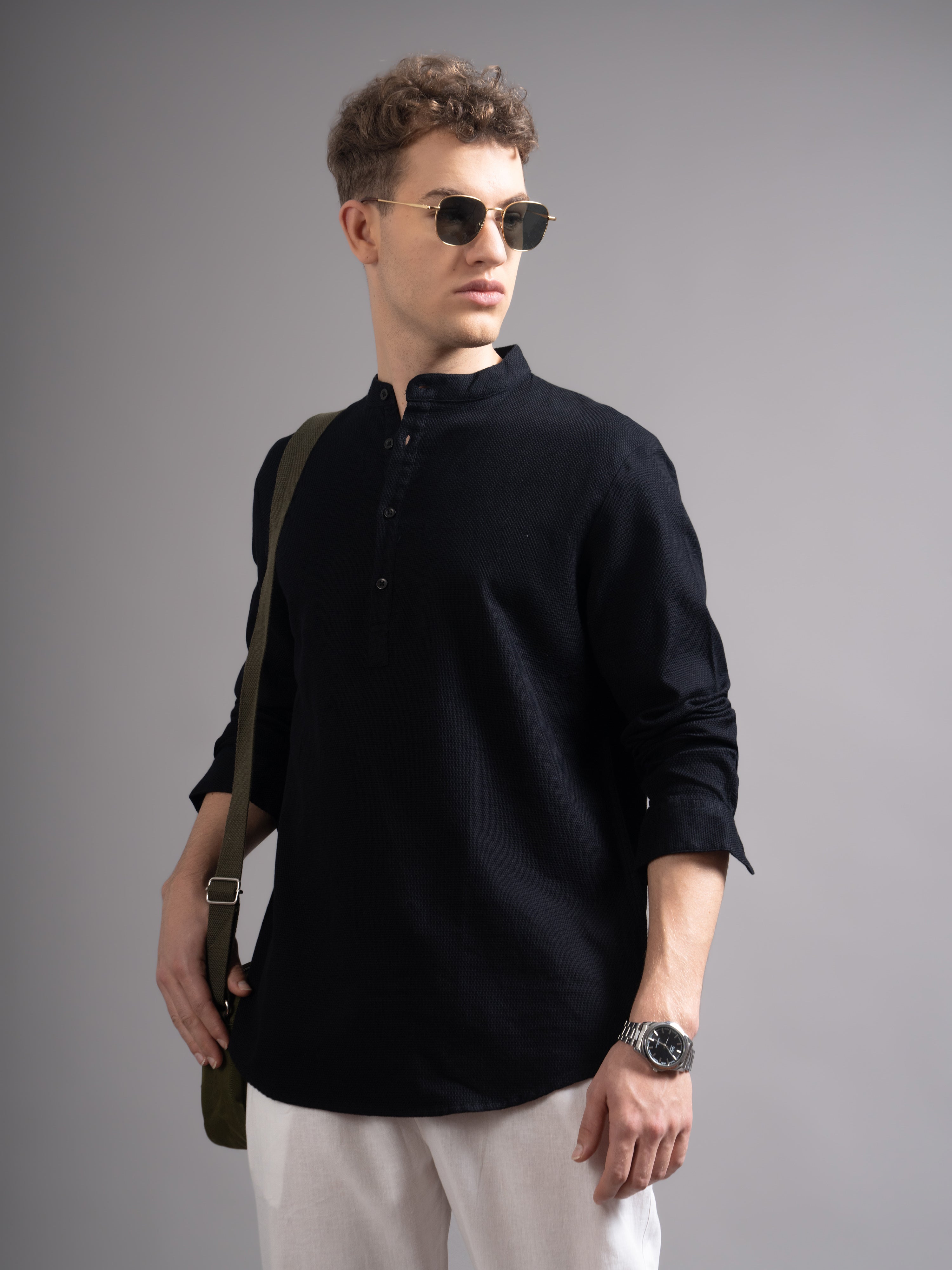 Men Black Kurta Shirt