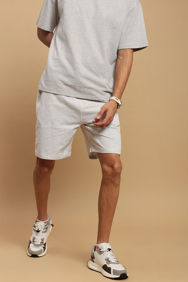 Men White French Terry Short
