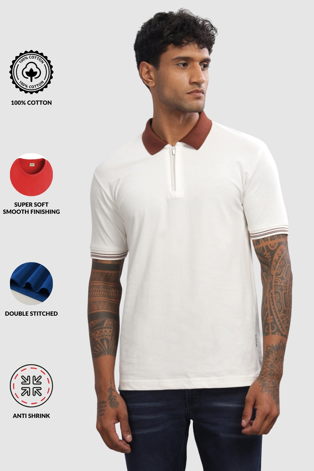 Men Snow White Regular Fit Polo T-Shirt