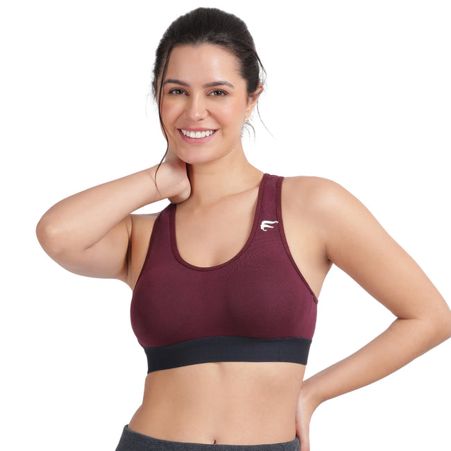 Non-padded Non-wired Full Coverage Removable Racer Back Sports Bra