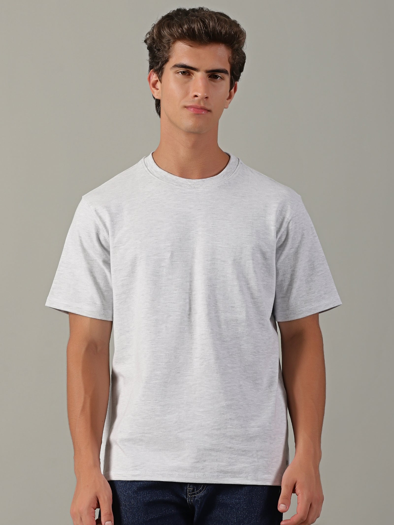 Men White Basic T-Shirt