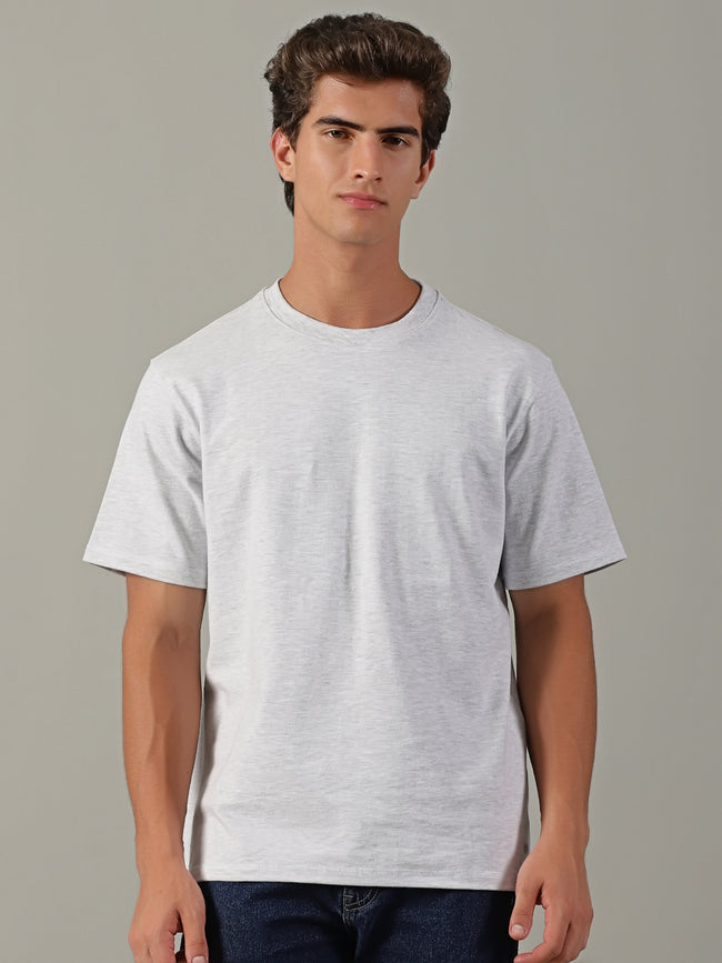 Men White Basic T-Shirt