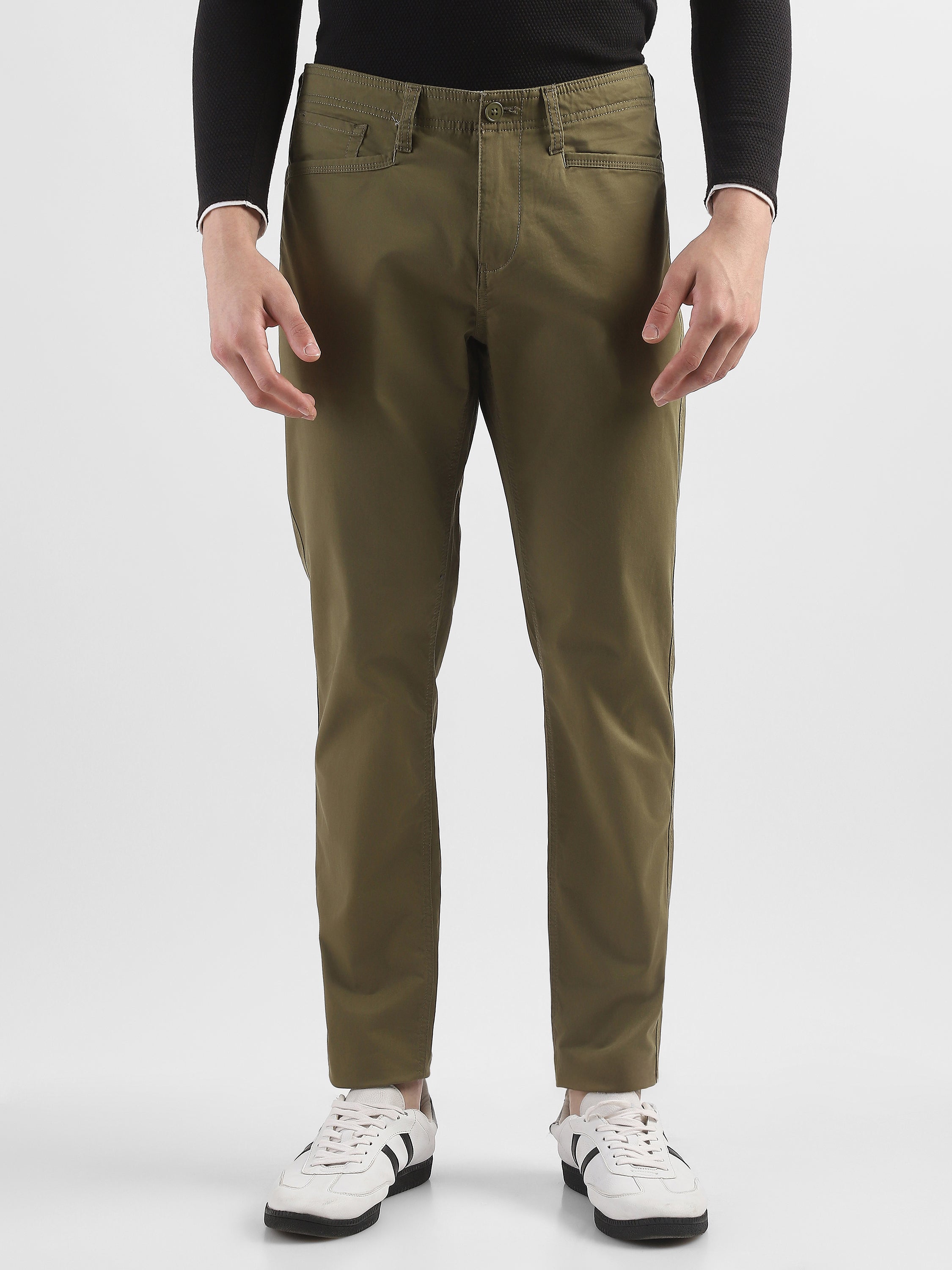 Men Brown Mid Rise Regular Fit Trouser