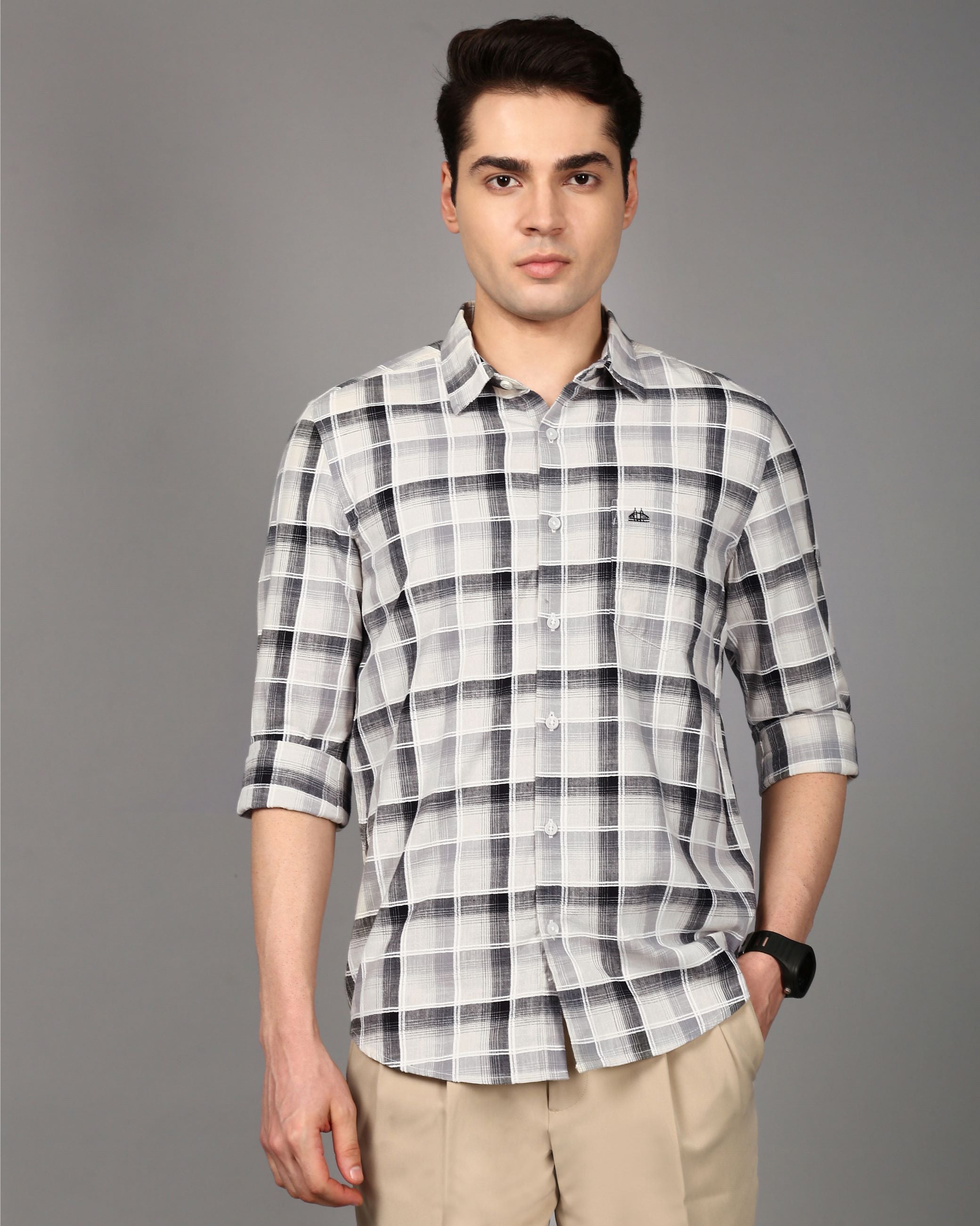 Men Multi Checked Cotton Shirt