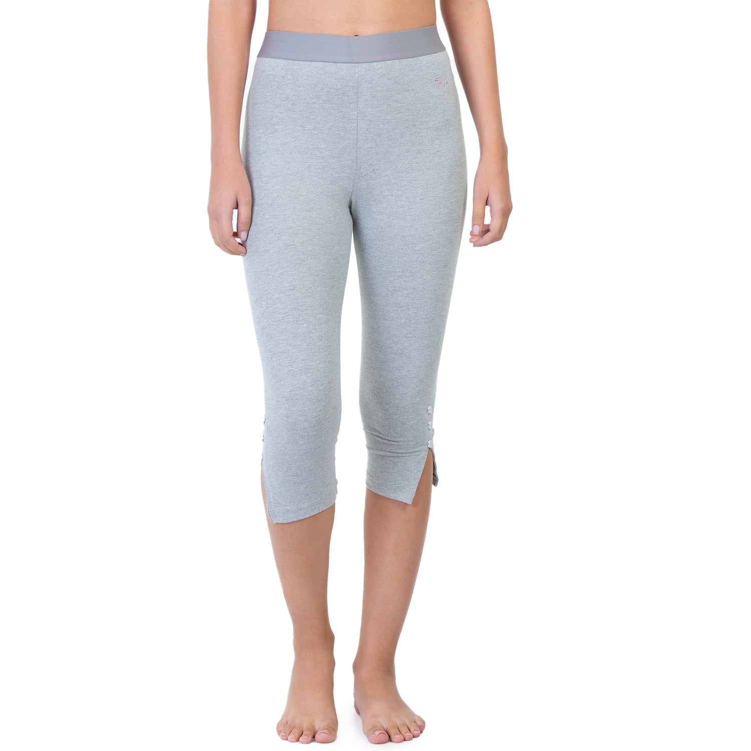 Women Grey 3/4th Solid Capri