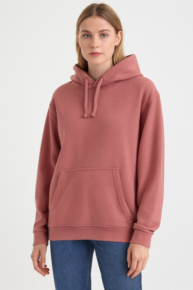 Women Peach Solid Pullover Sweatshirt