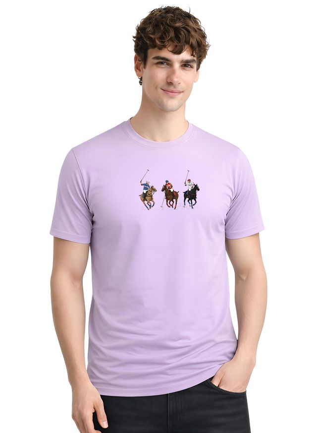 Men Lavender Cotton Printed T-Shirt