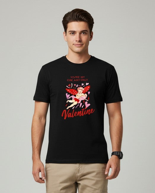 Men Printed Black Cotton Tshirt