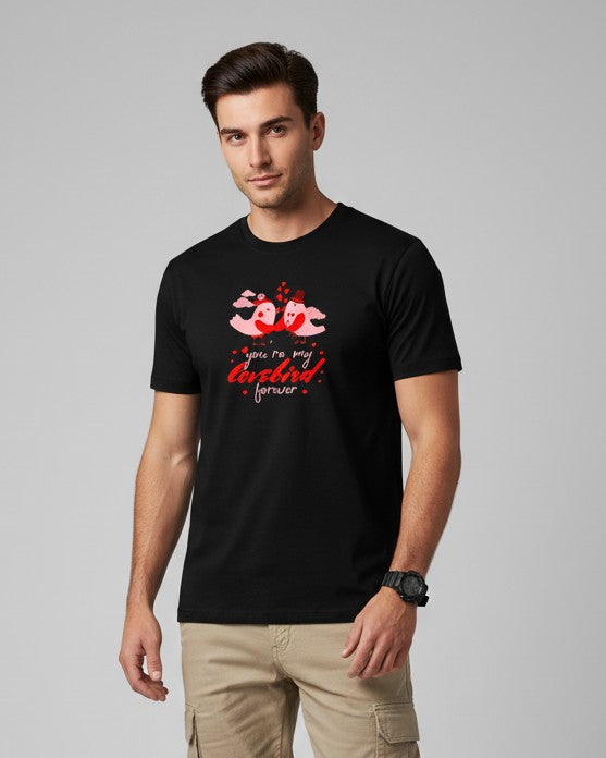 Men Printed Black Cotton Tshirt