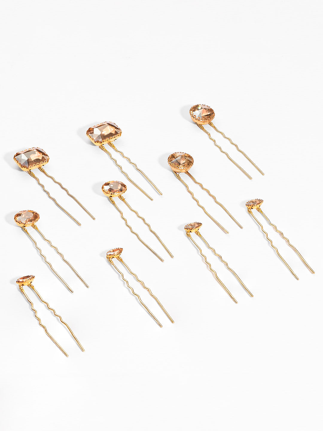 Gold Crystal Pins - Set of 10
