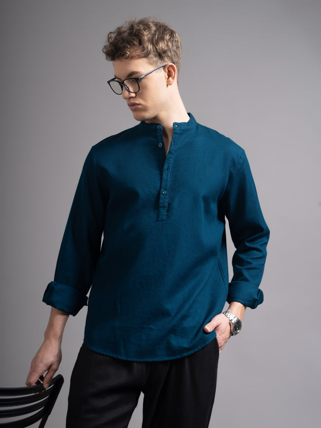 Men Teal Kurta Shirt