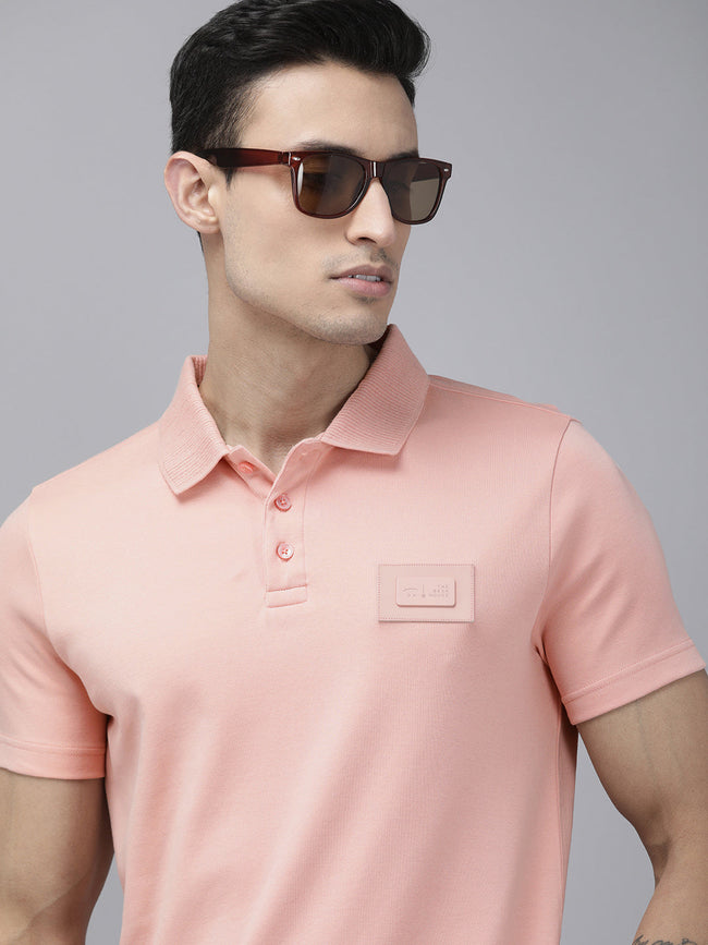 Men Ardor Edition Pink Slim Fit Polo Collar T-shirt