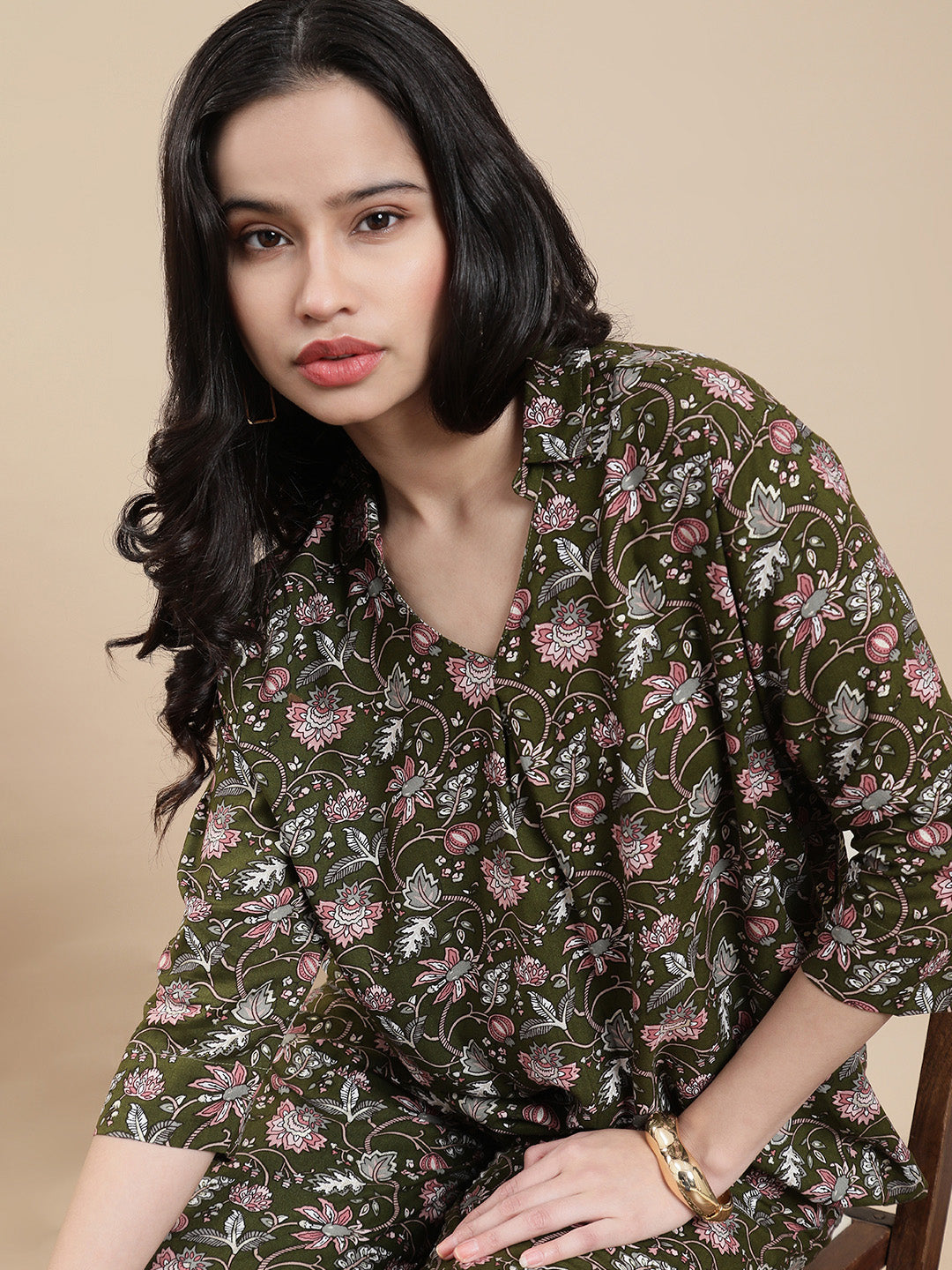 Women Green Festive Top