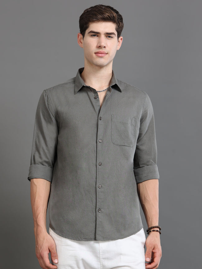 Men Grey Slim Fit Shirt