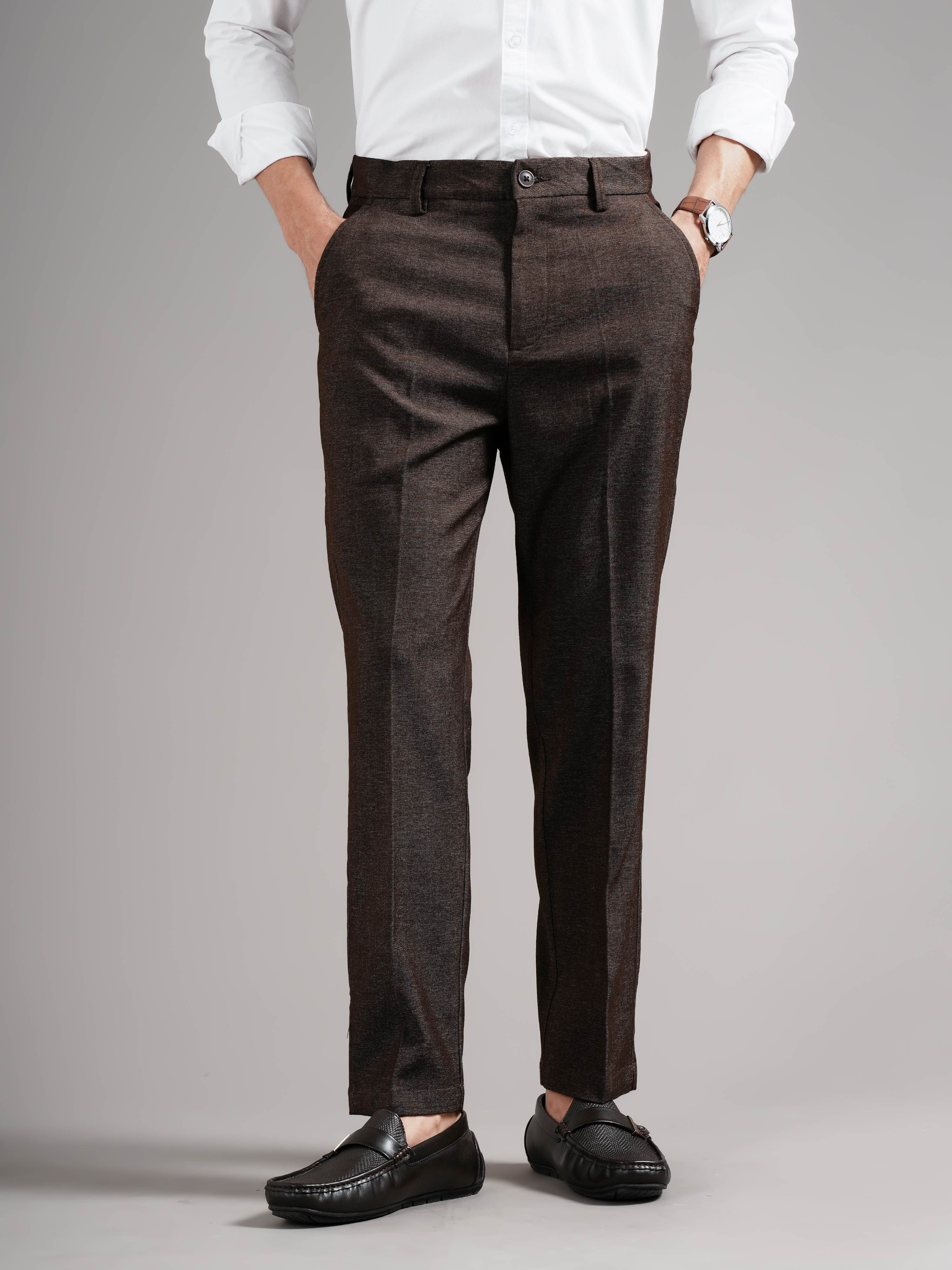 Men Brown Straight Fit Trousers