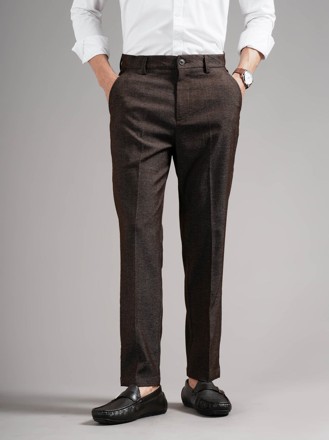 Men Brown Straight Fit Trousers
