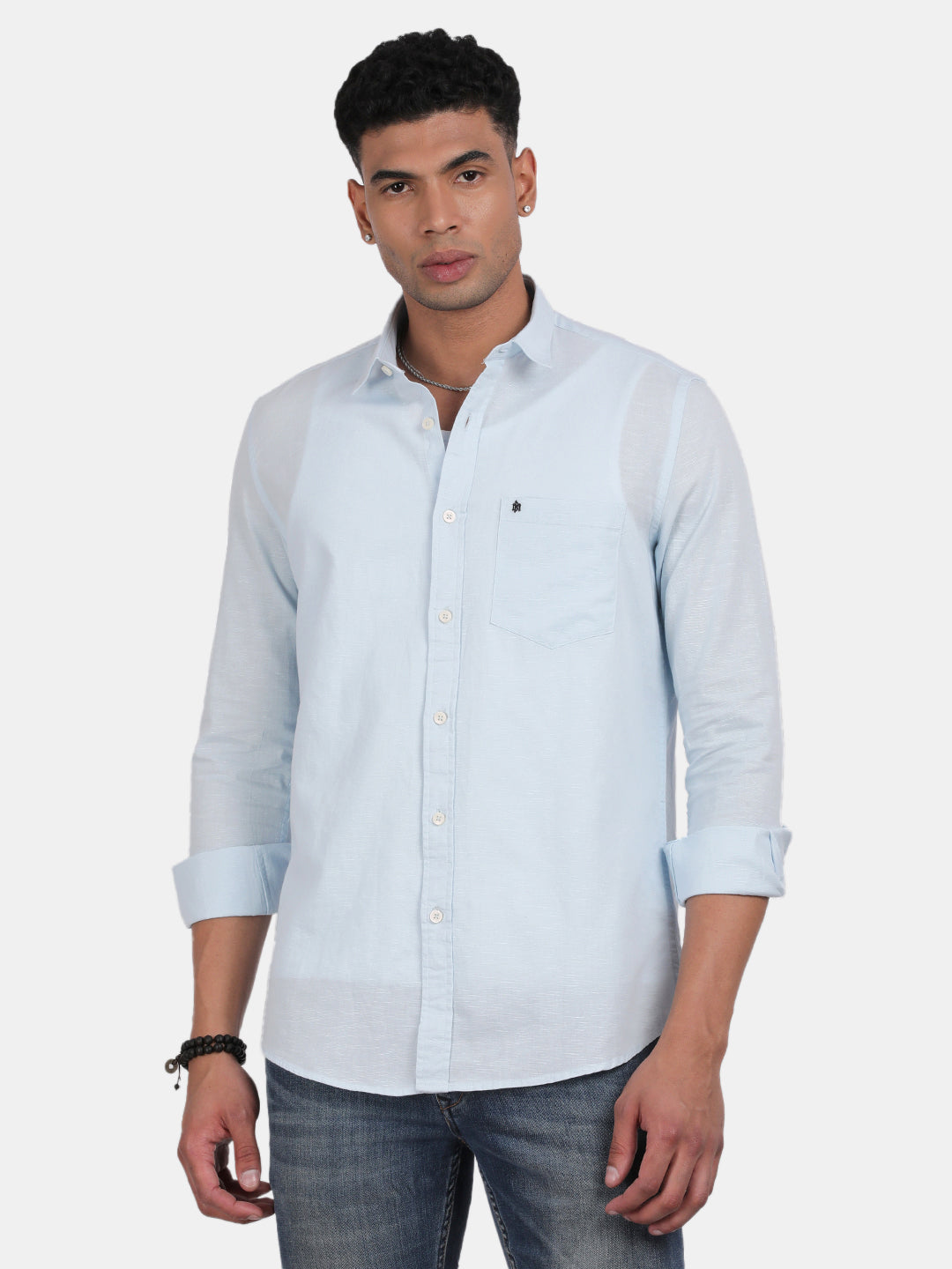 Men Sky blue Slim Fit Spread Collar Full Sleeve Casual Shirt