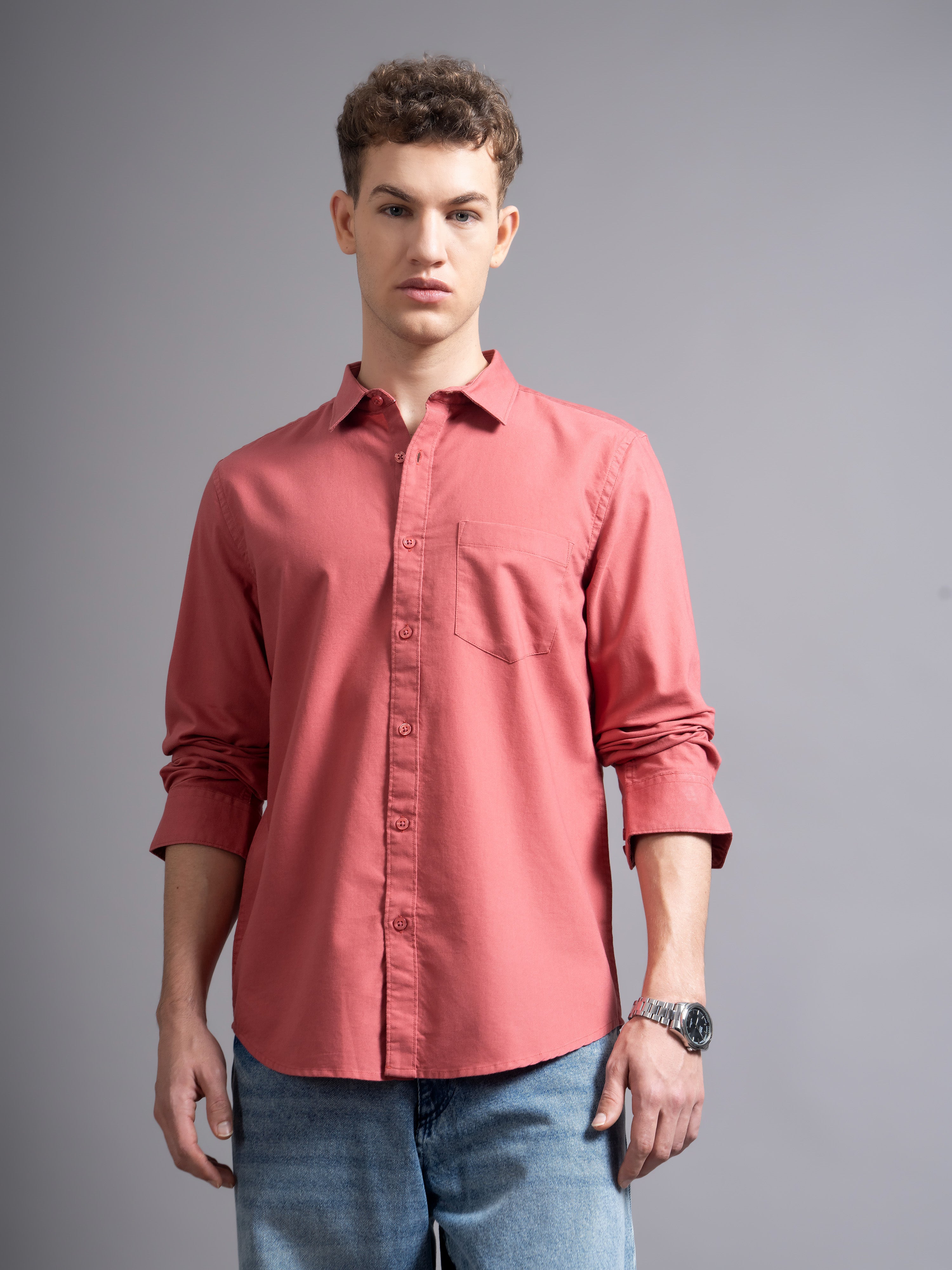 Men Pink Casual Shirt