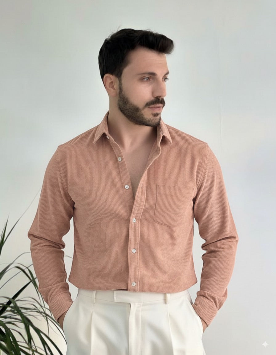 Men Pink Corduroy Shirt