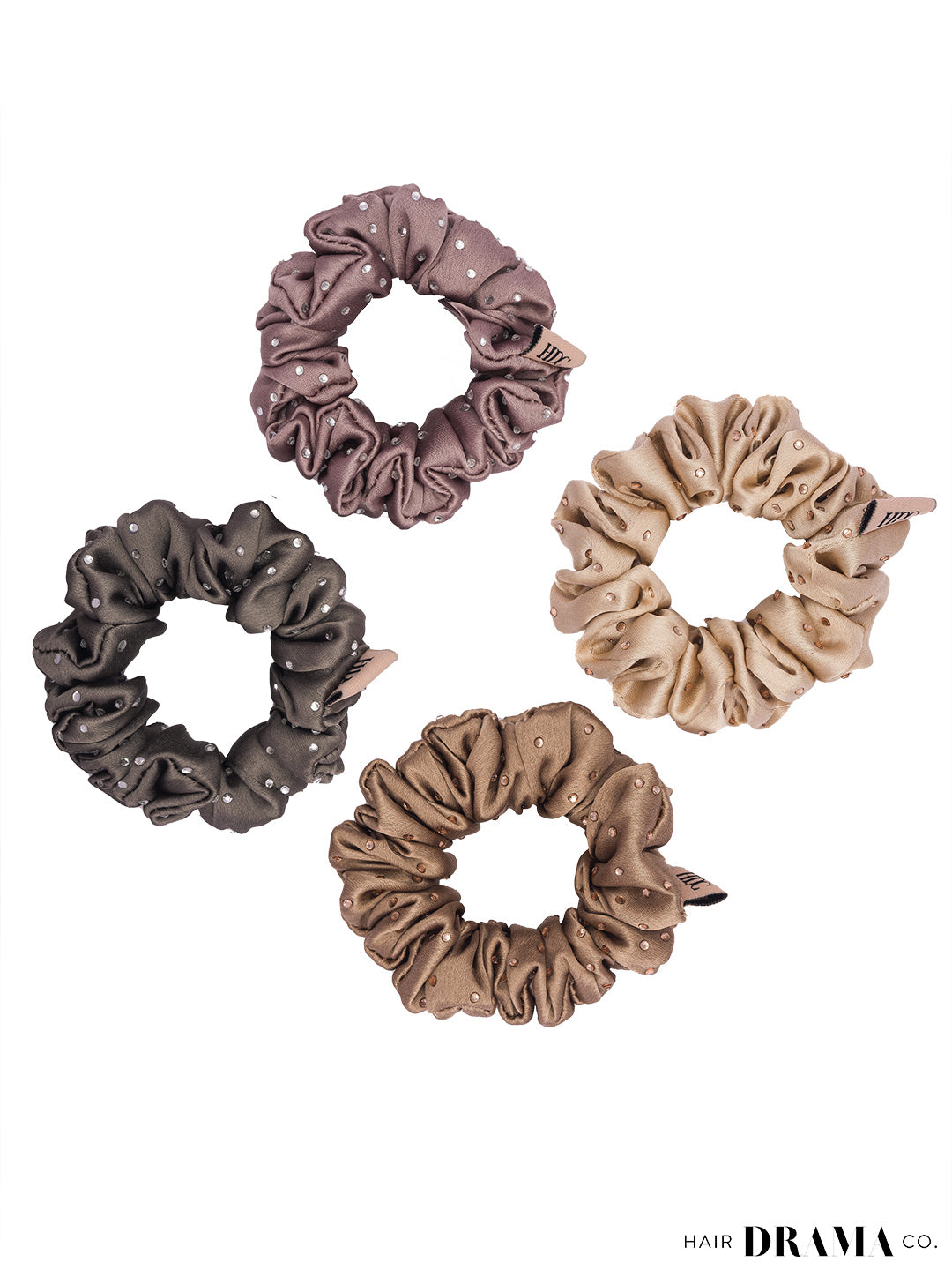 Neutral Scrunchies With Free Pouch Set Of 4