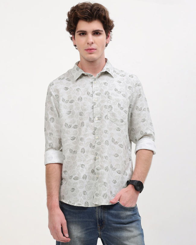 Men Beige Slim Fit Shirt