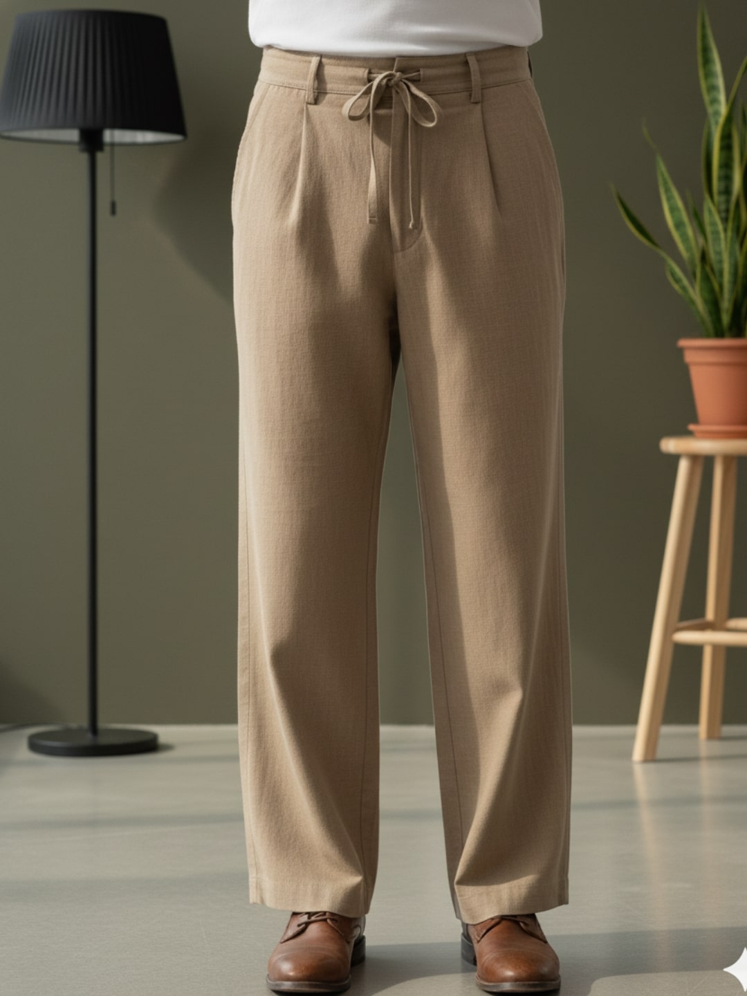 Men Khaki Korean Pant