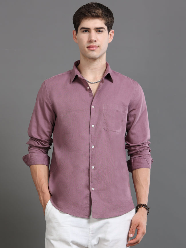 Men Mauve Slim Fit Shirt