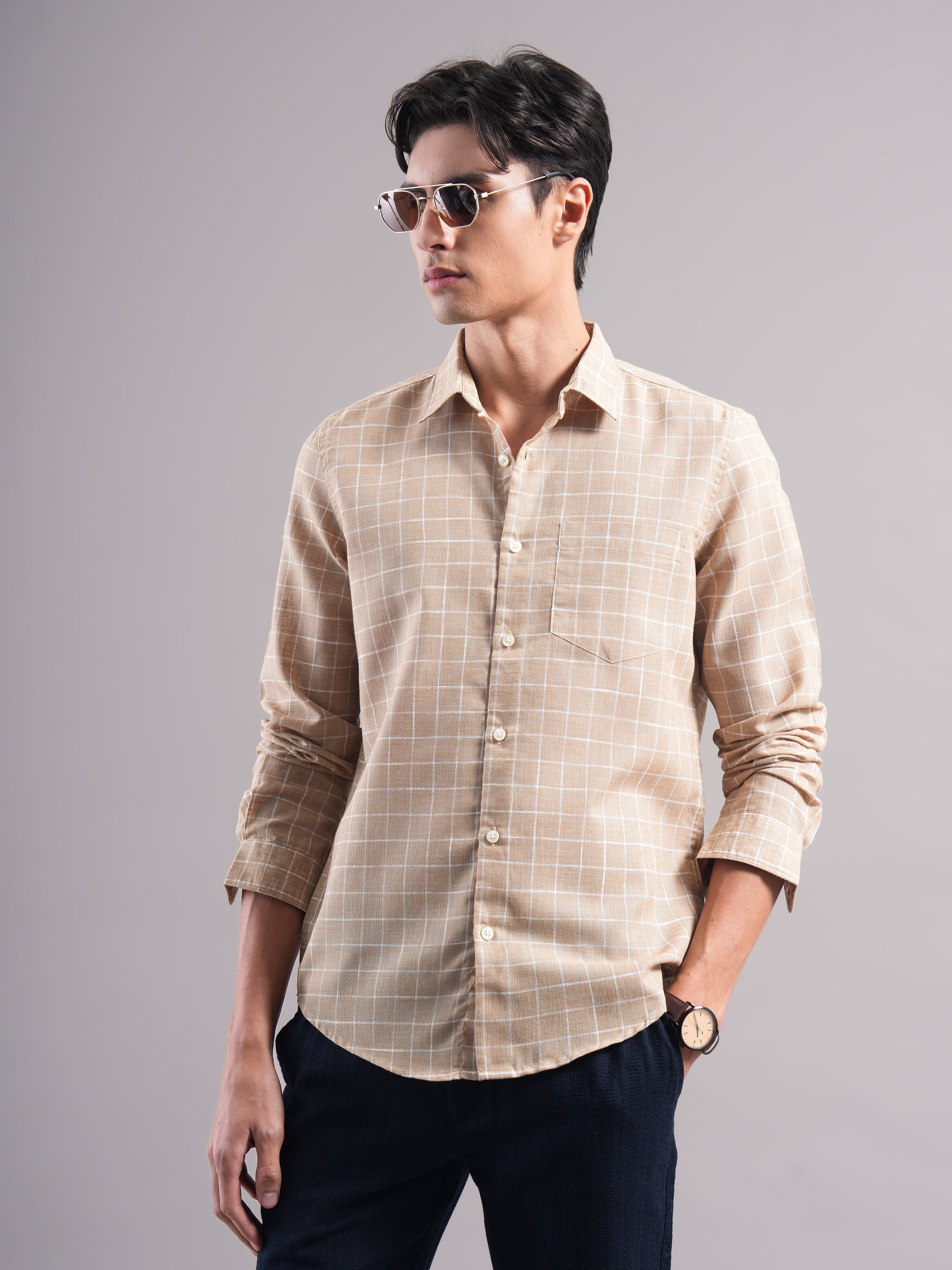 Men Polycotton Checked Shirts