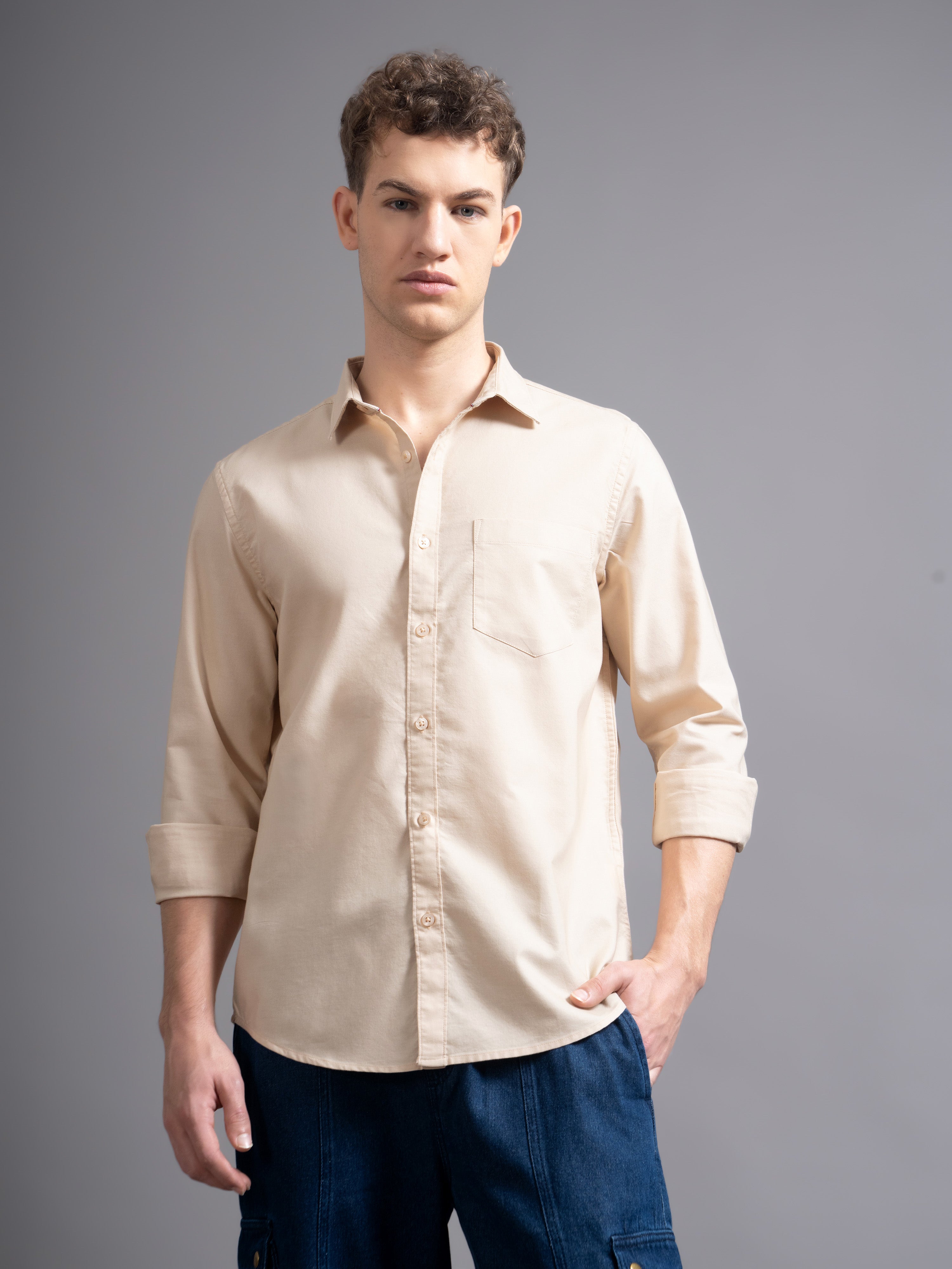Men Beige Casual Shirt