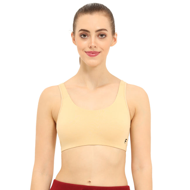 Non-padded Non-wired Full Coverage Slip-on Moulded Double Layered Sports Bra