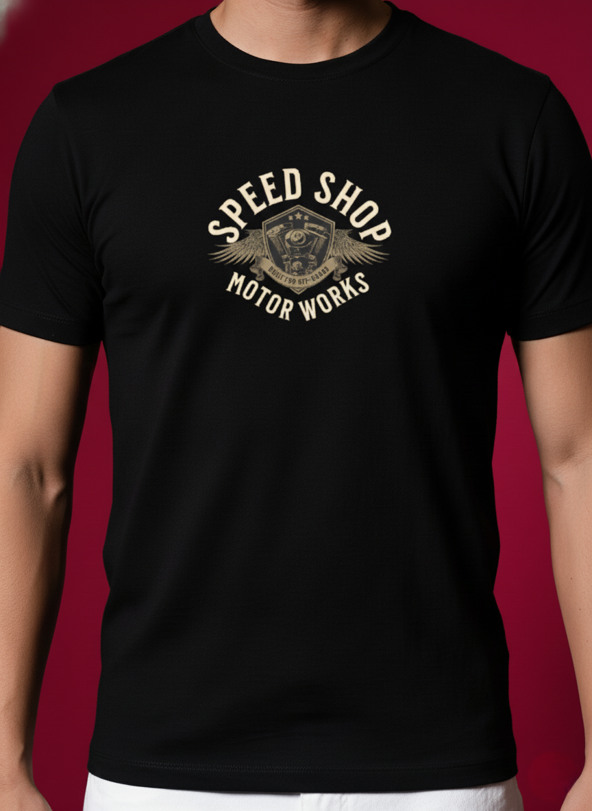 Men Round Neck Cotton T-Shirt