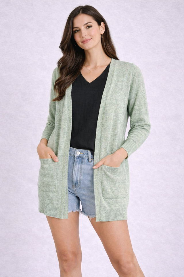 Women Green Acrylic Casual Shrug