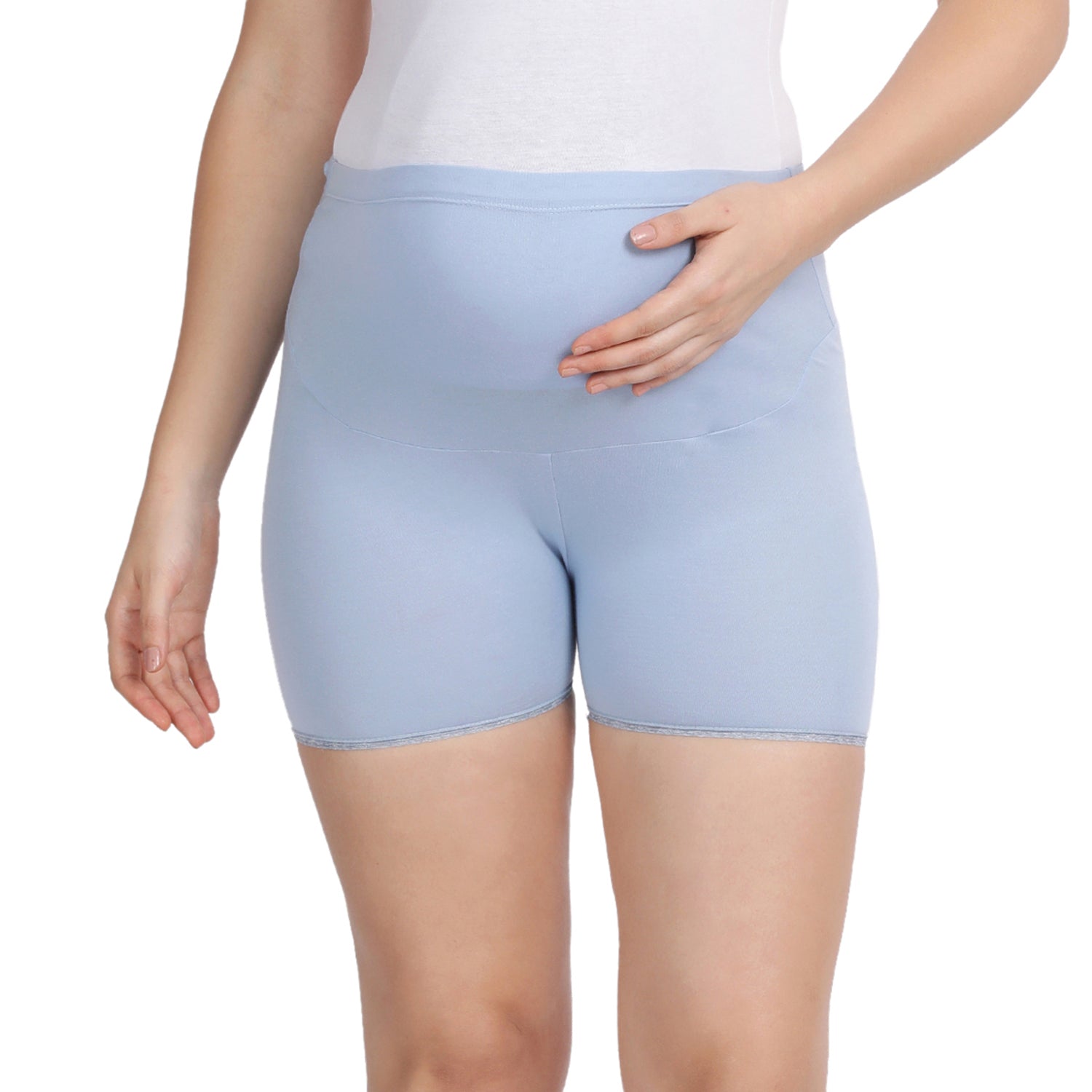 Women Blue Maternity Lace Shorts