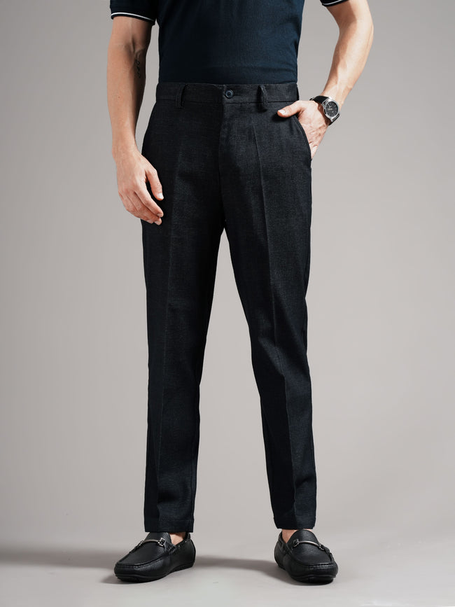 Men Navy Straight Fit Trousers