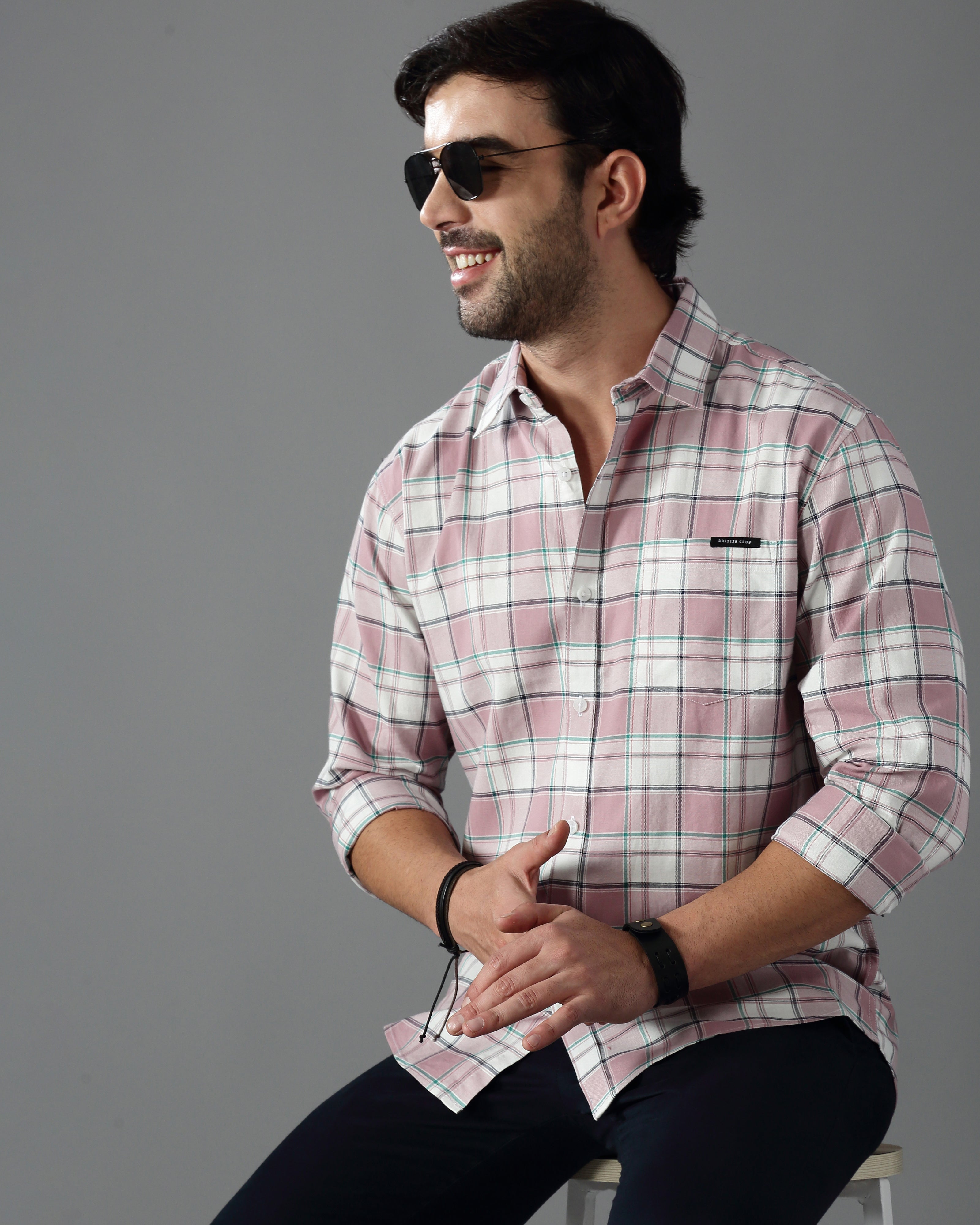 Men Purple Checked Shirt