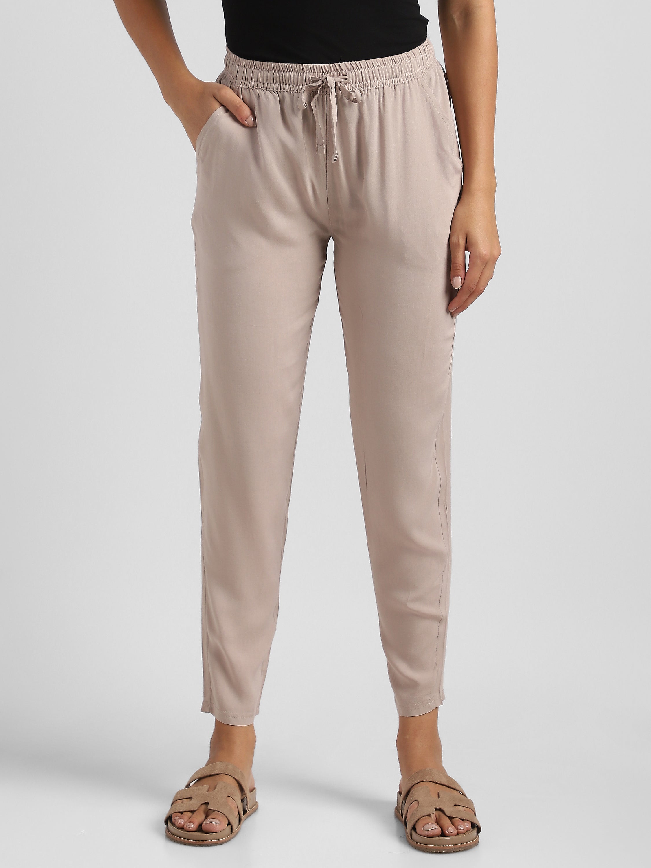 Women Beige Straight fit pants