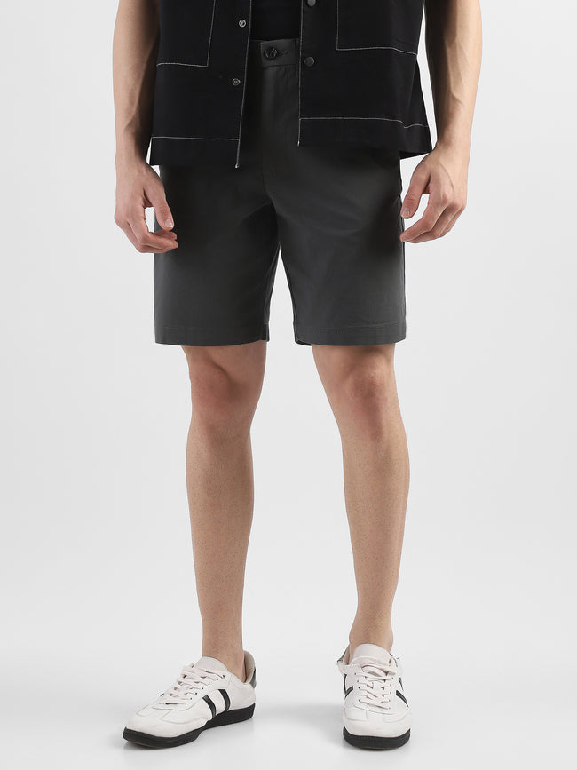 Men Dark Grey Knee Length Regular Fit Shorts