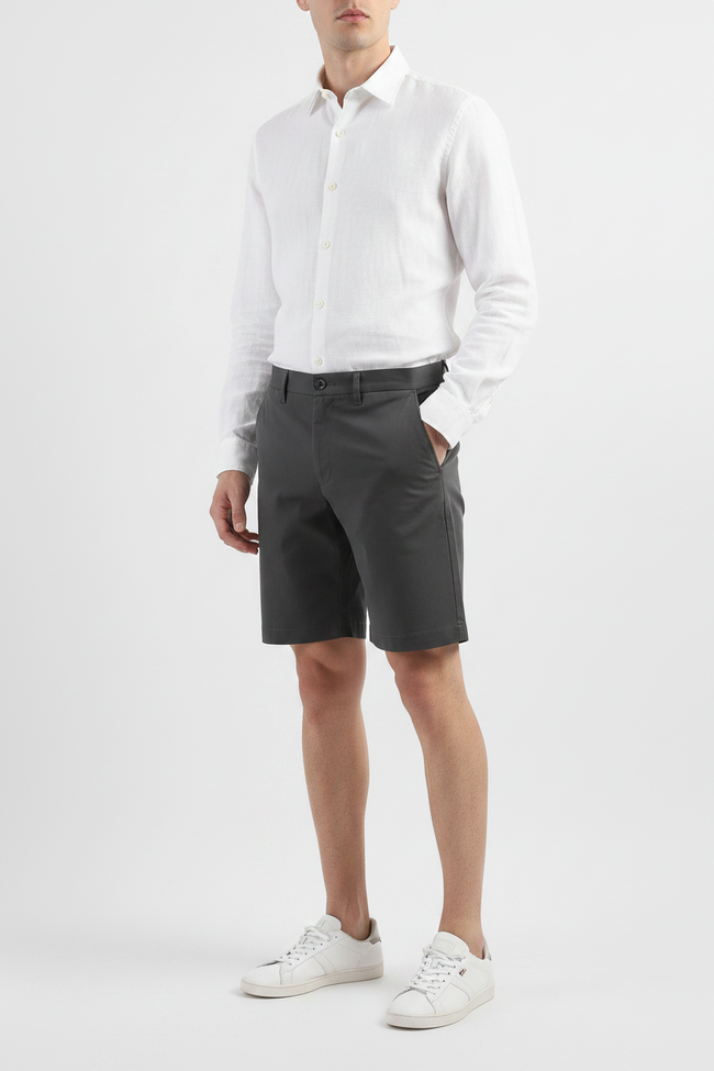 Men Dark Grey Knee Length Regular Fit Shorts