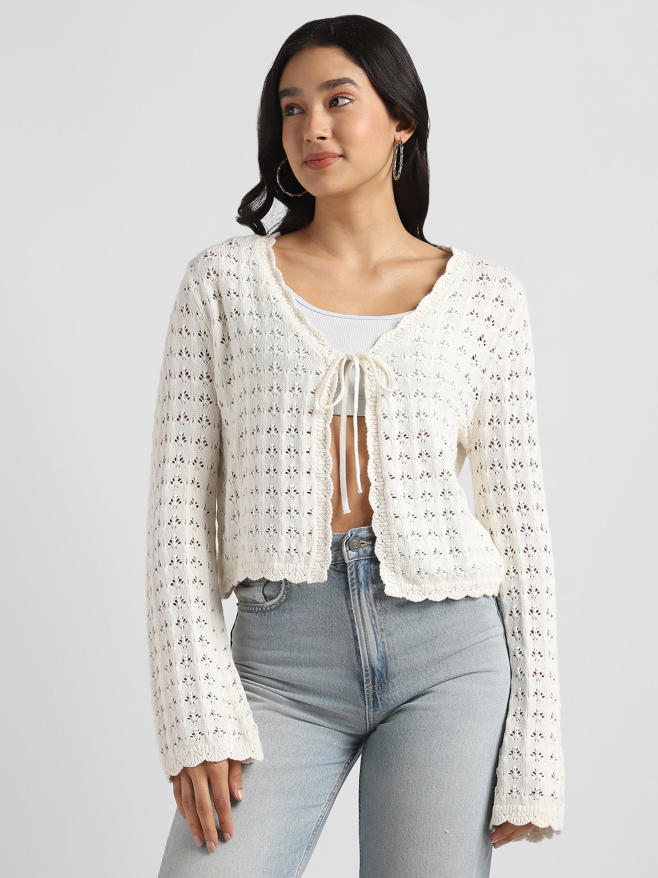 トップス Eaphi FRONT WAVE CROCHET KNIT CARDIGAN Eaphi FRONT WAVE CROCHET KNIT CARDIGAN(hand design over