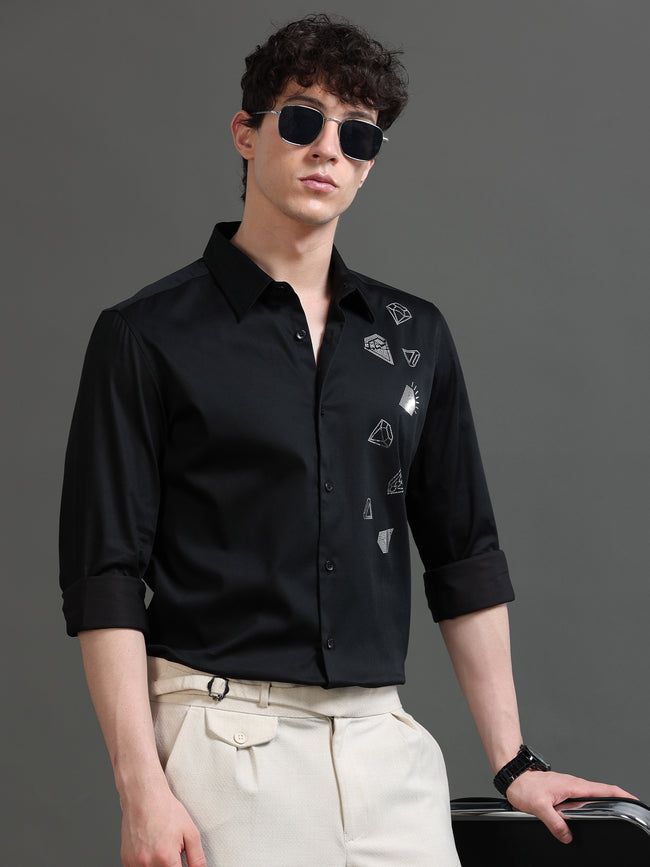 Men Black Solid Shirt