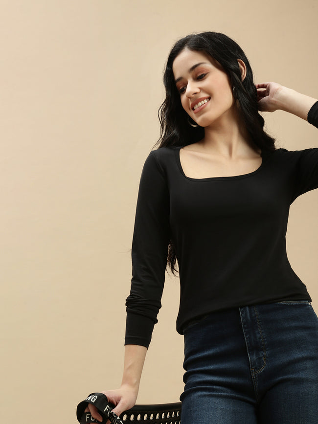 Women Black Full Sleeve Top