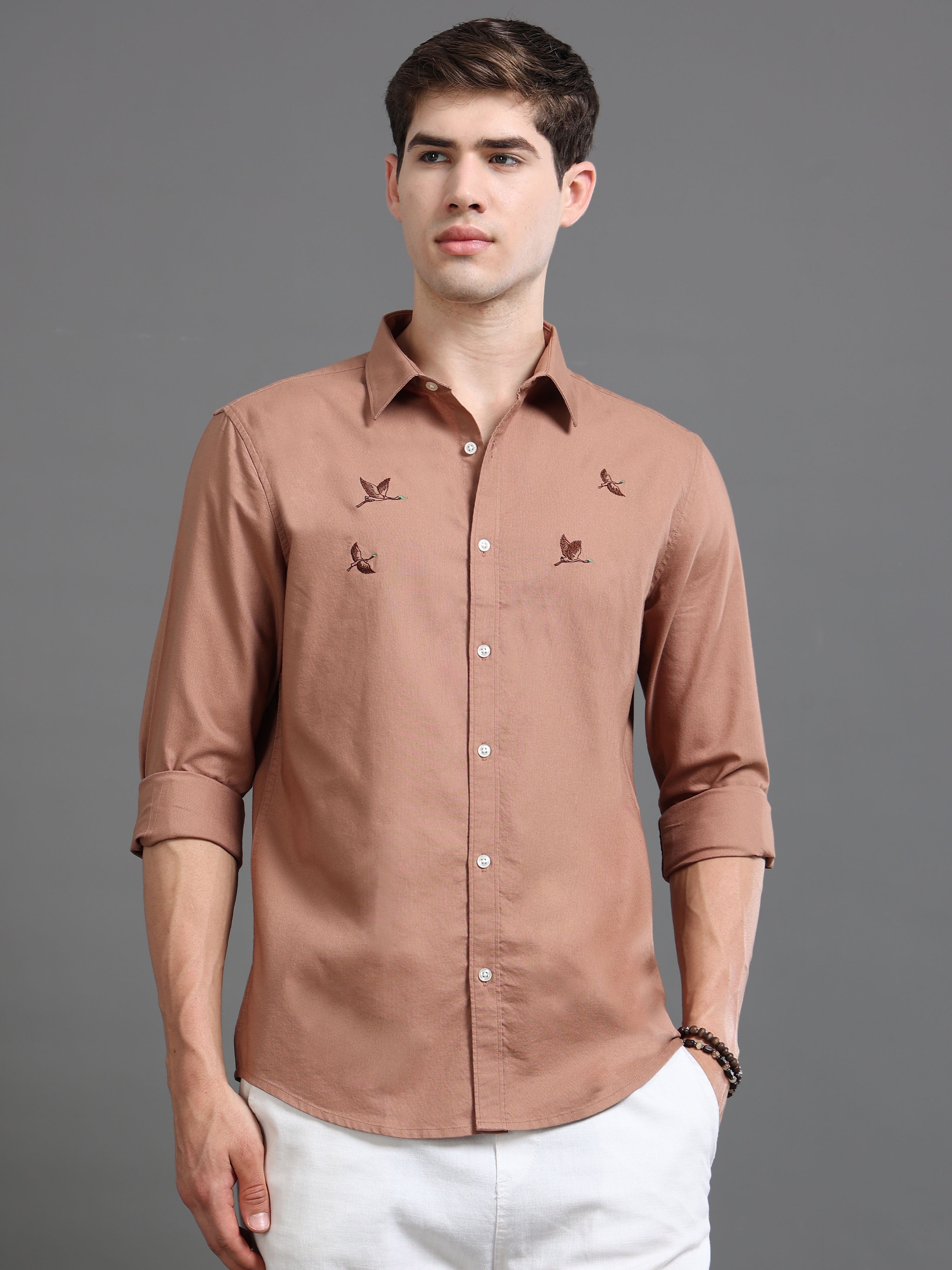 Men Brown Printed Shirt