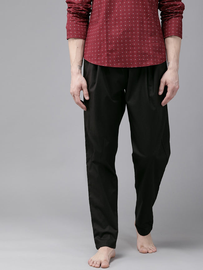 Men Black Solid Pyjamas