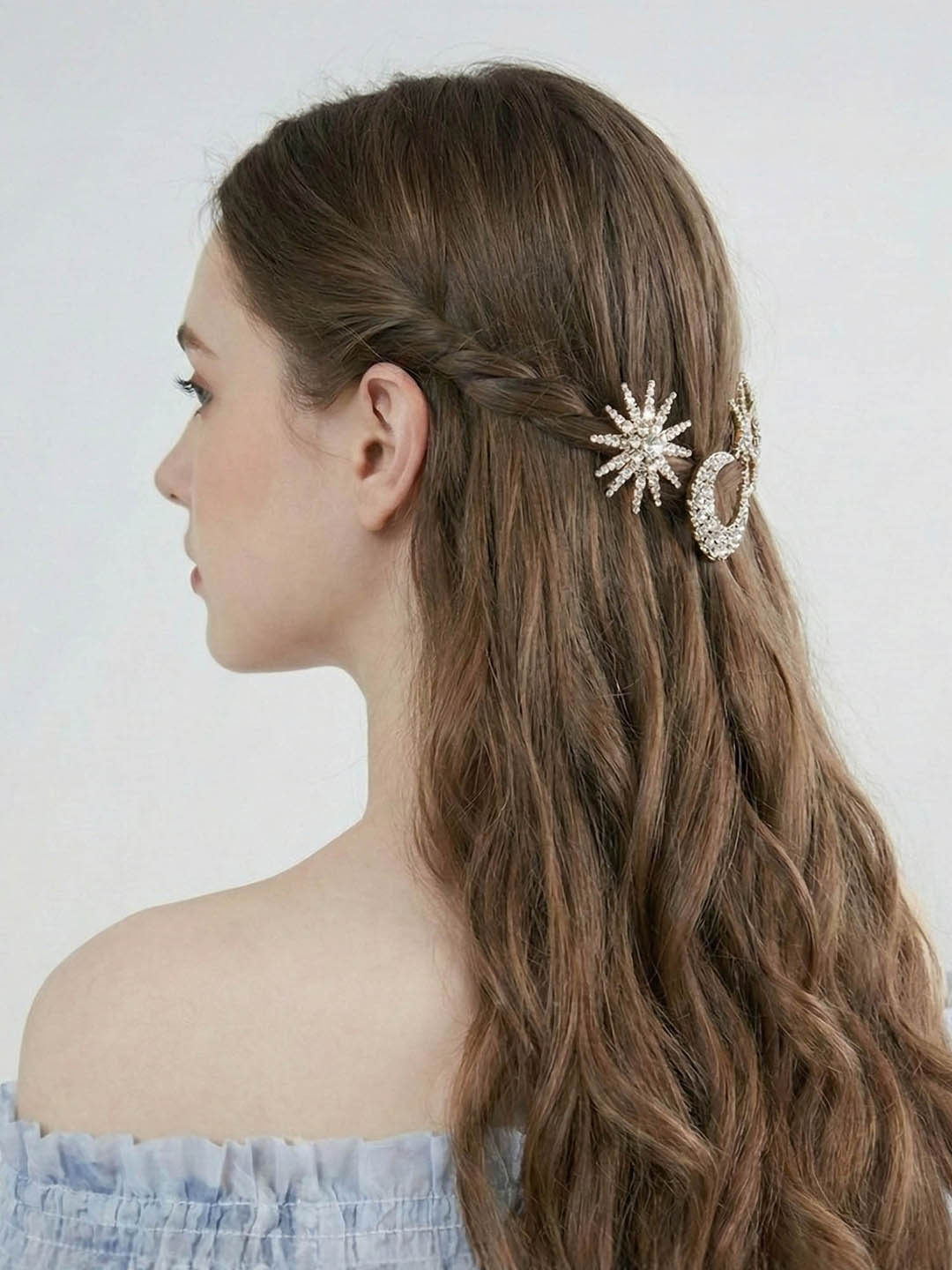 Women Rose Gold Set Of 3 Celestia Crystal Hair Pins