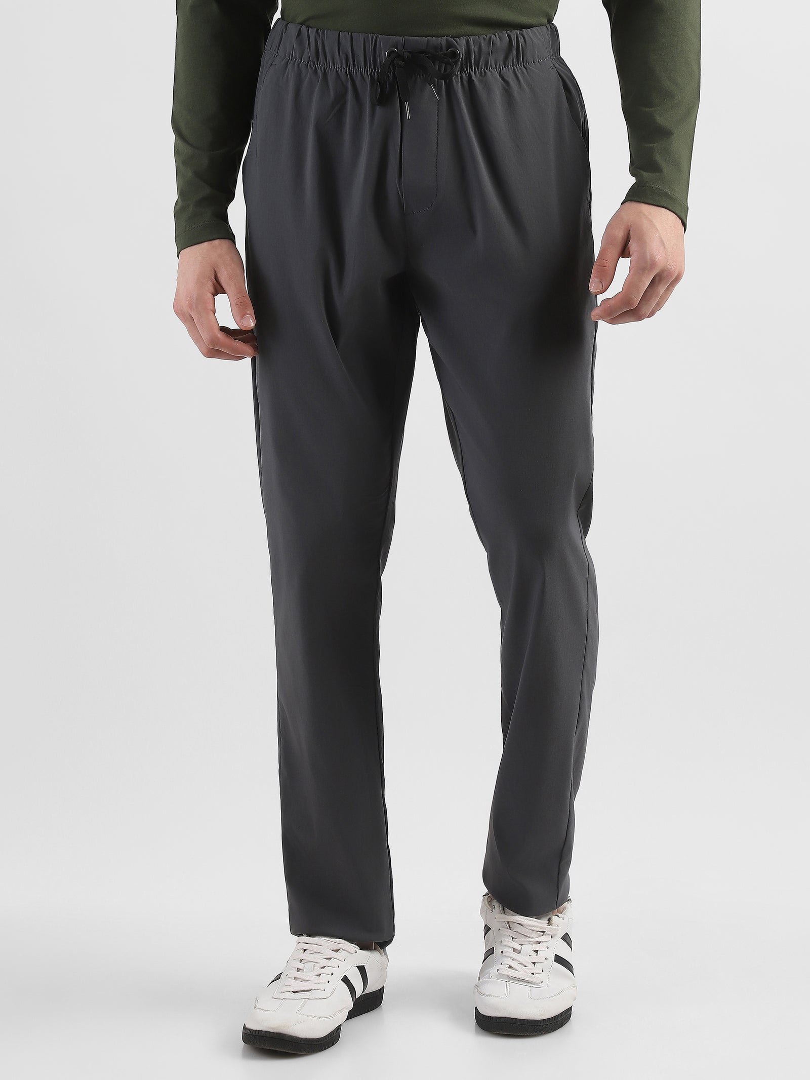 Men Grey Polyester Blend Pants
