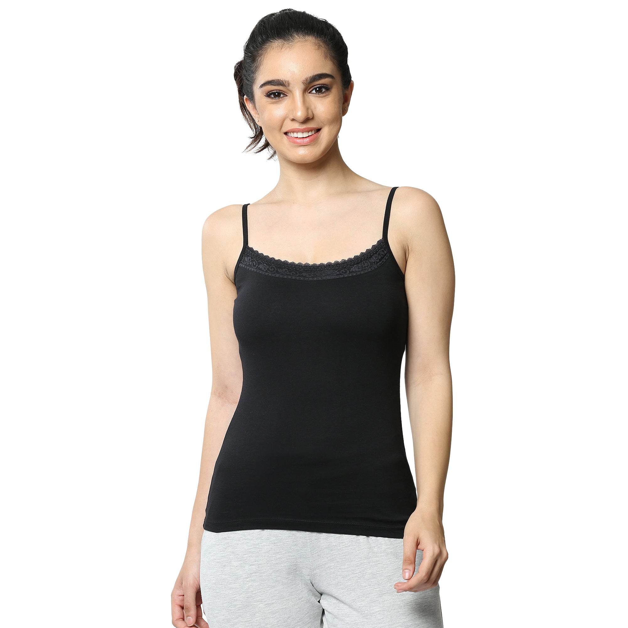 Contour Fit Round Neck Short Length Lace Camisole