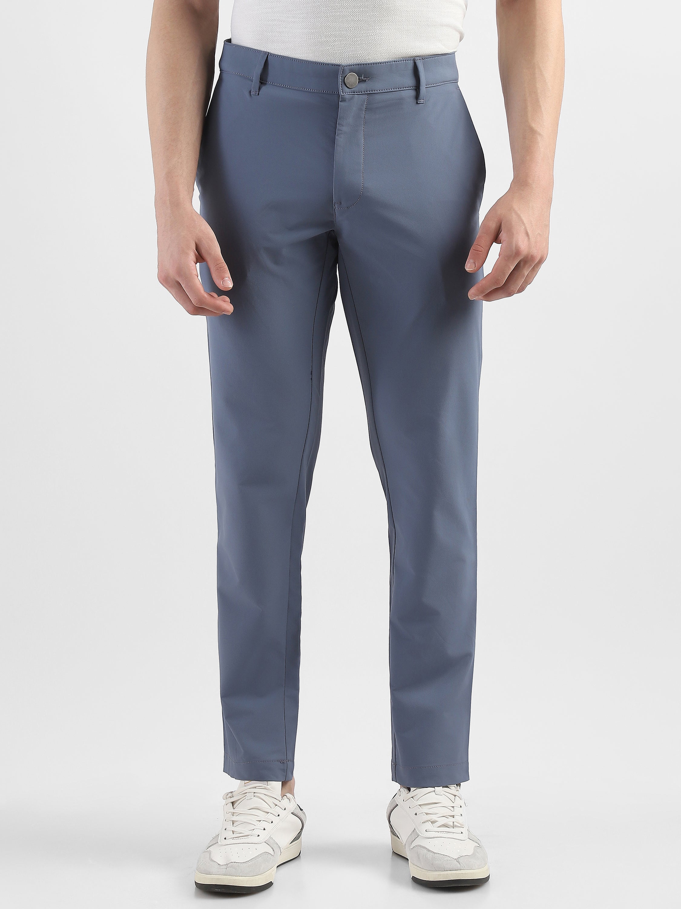 Men Blue Slim Fit Formal Trouser