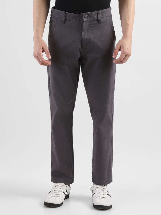 Men Grey Cotton Blend Formal Trousers