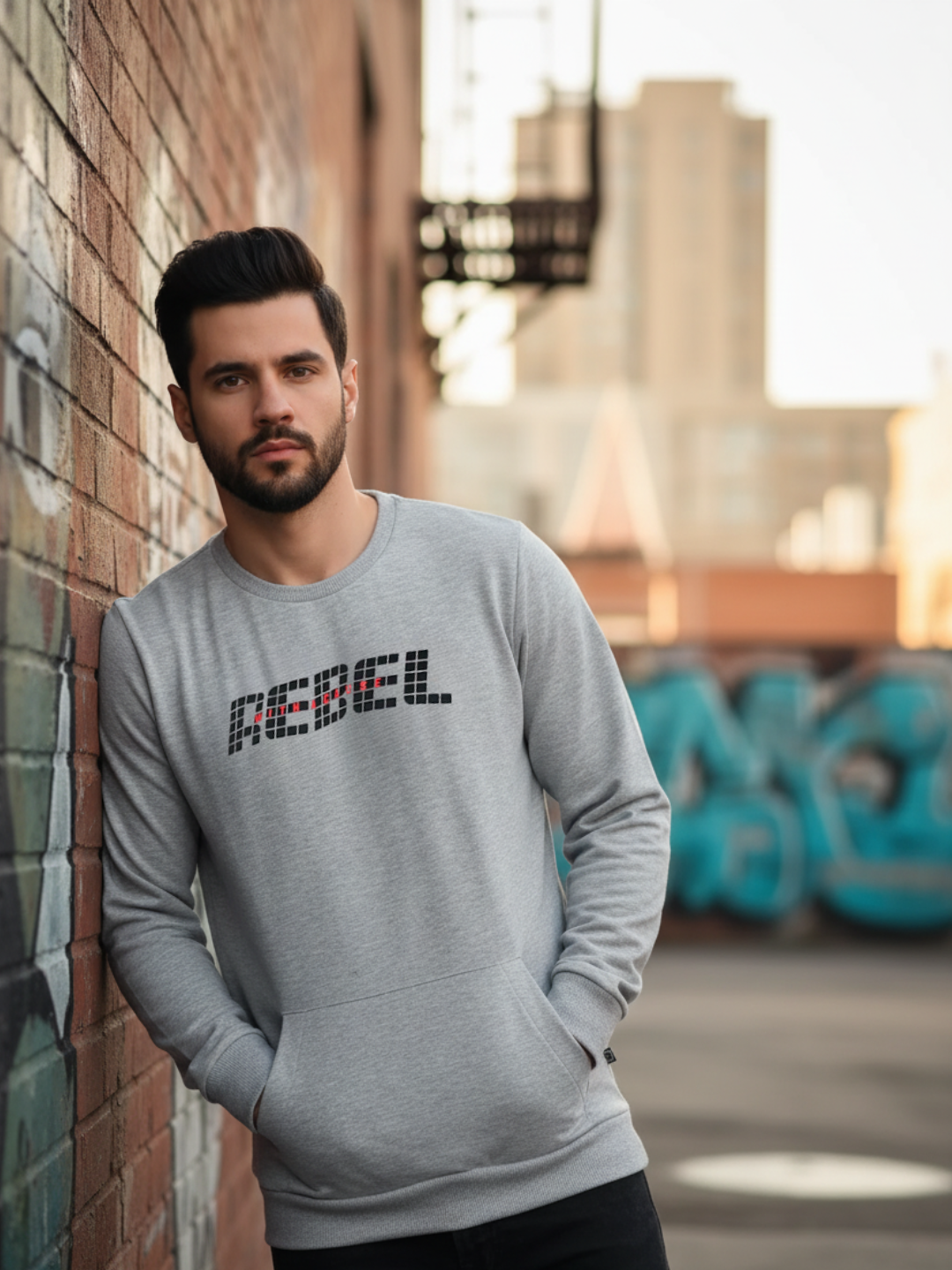 Men Grey Printed Sweatshirt